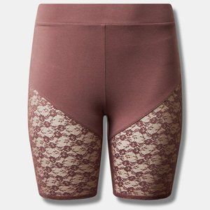 Torrid  9” Signature Waist Lace Inset Bike Shorts Mauve Size 0x